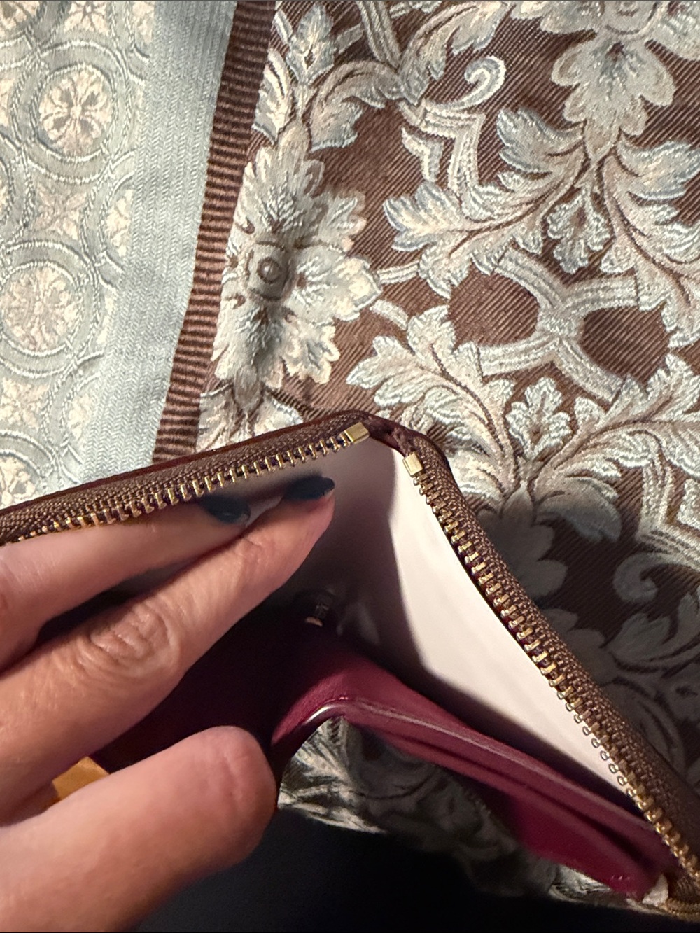 Coach Brown Signature Zip Wallet with Pink, Purple & Blue LOVE Graphic - Picture 5 of 6